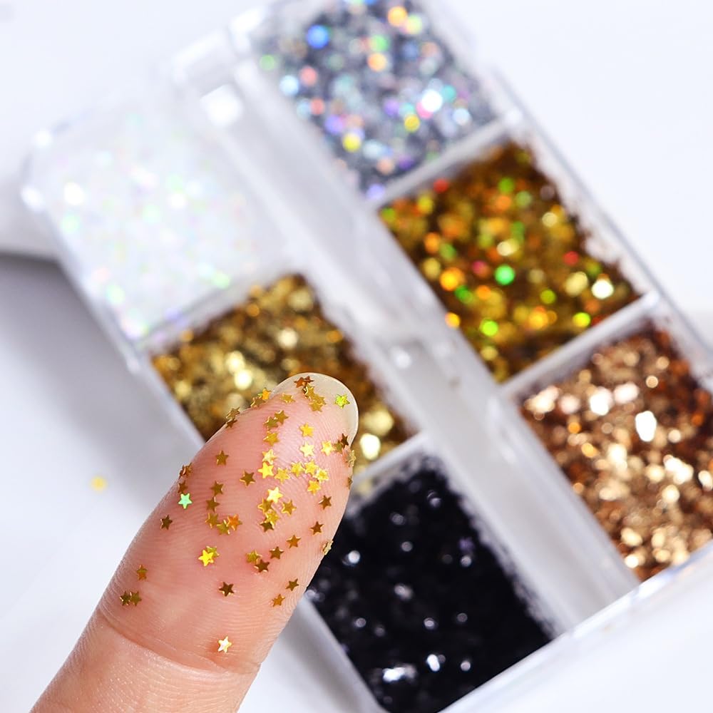 BLGTGH star glitter next to a coin demonstrating particle size for precise design