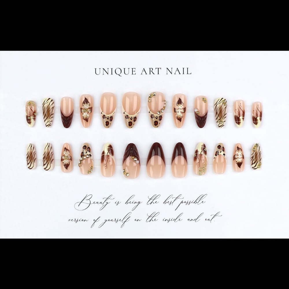 BLGTGH side profile of almond-shaped press-on nail showing smooth curve and length