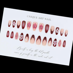 BLGTGH woman wearing the almond press-on nails showcasing polished style