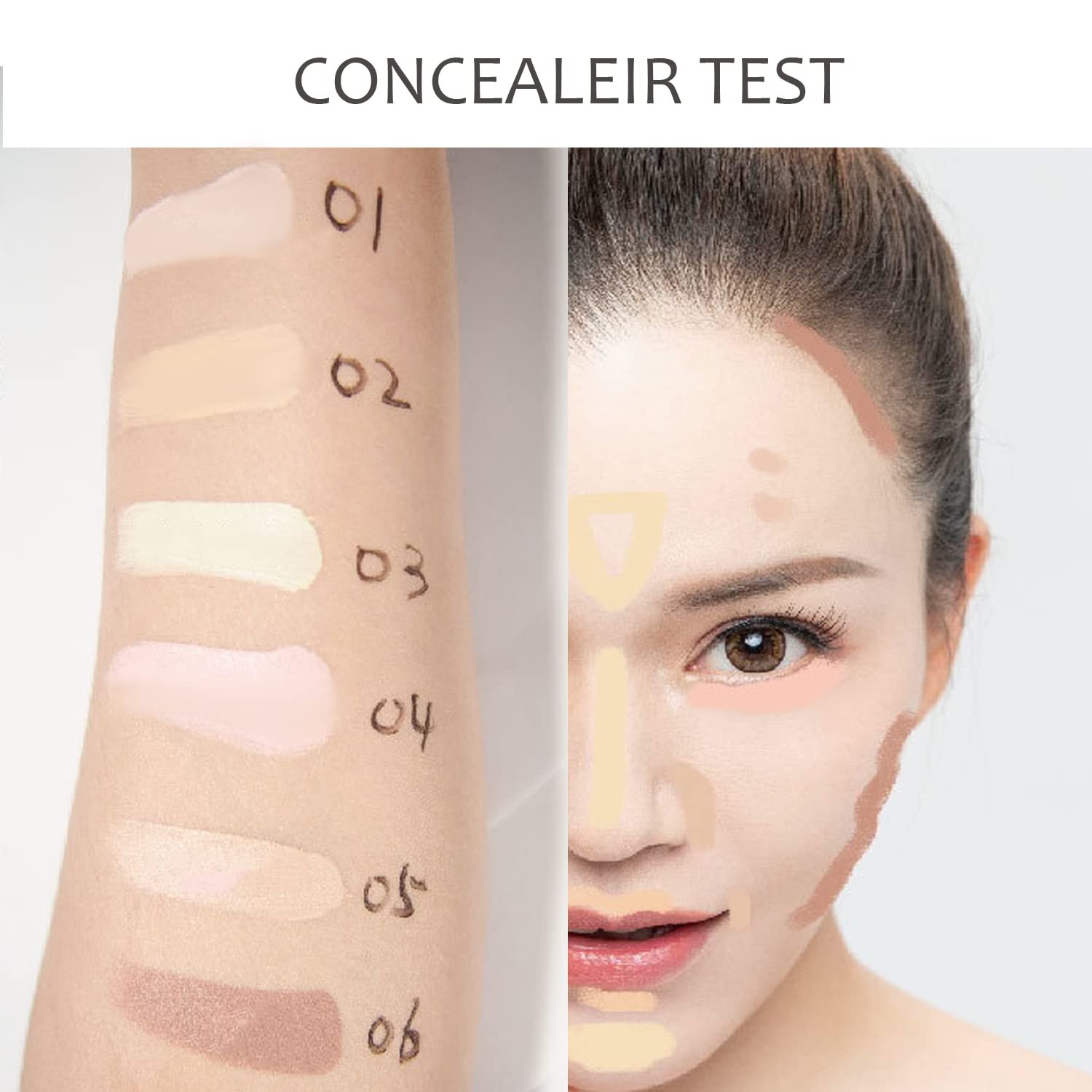 BliBling open palette revealing six color correcting and contour shades with included brushes