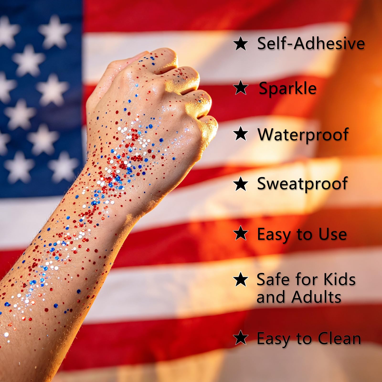 BliBling glitter stick beside fingers to show compact size and easy portability