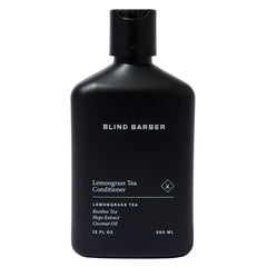 Blind Barber front bottle image showing lemongrass conditioner and clear labeling benefit: easy styling