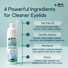 BlinkBetter gentle foam texture closeup demonstrating mild cleansing