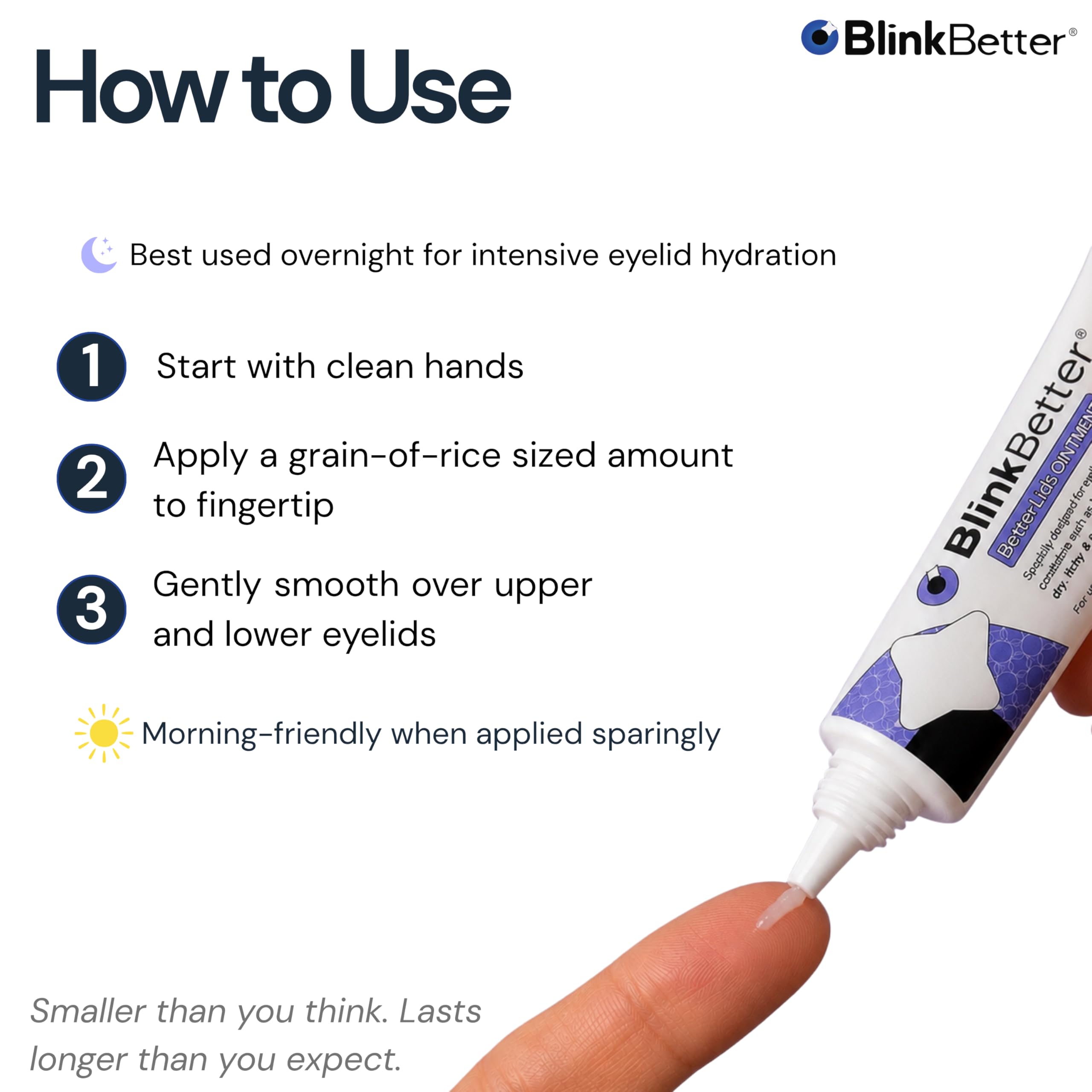 BlinkBetter open tube top view revealing smooth ointment surface for application