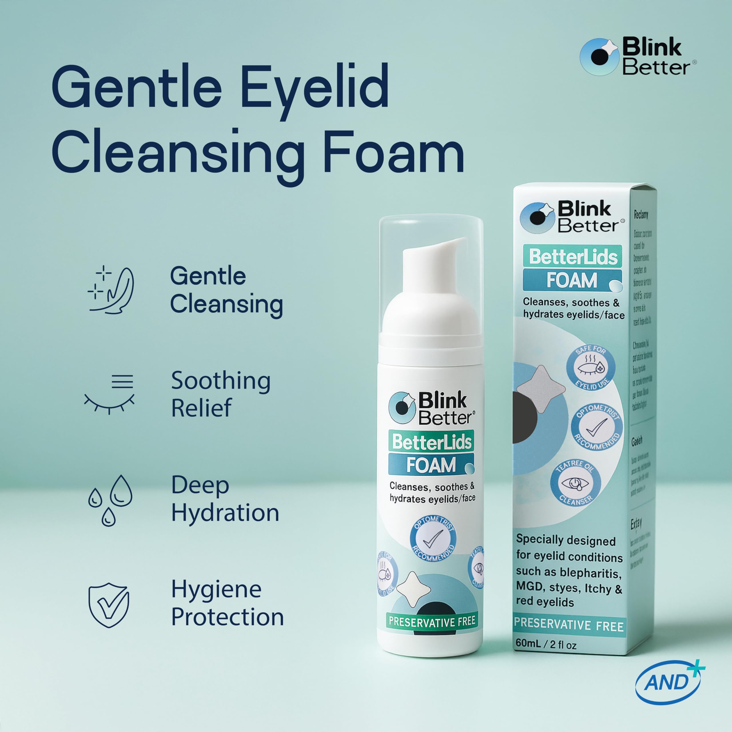 BlinkBetter pump dispensing foam illustrating easy one-hand use