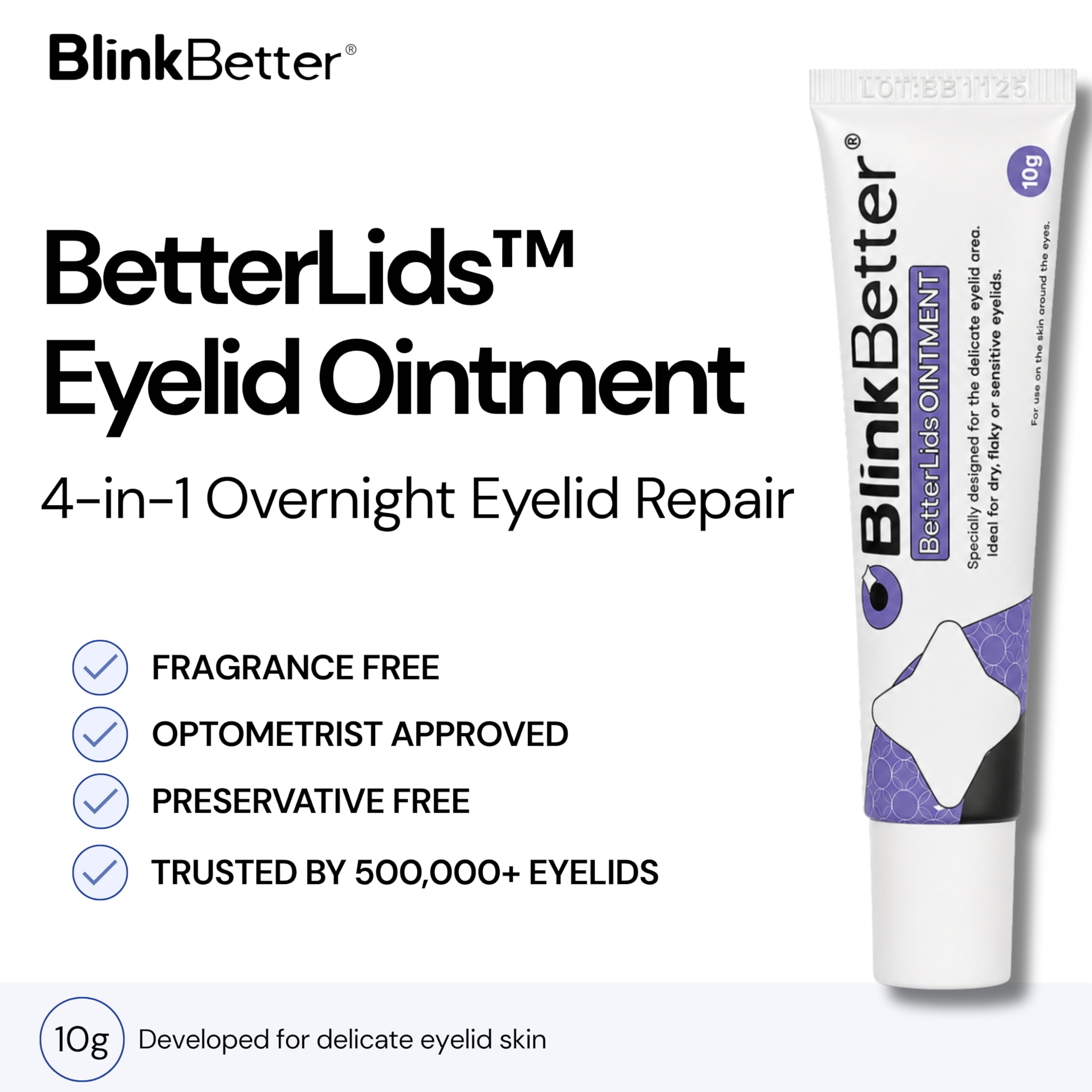 BlinkBetter ointment texture close-up highlighting rich moisturizing feel