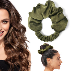 BLINKEEN front view of olive-green scrunchie showing compact, wearable design and portability