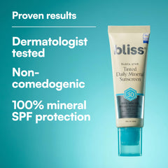 bliss tube beside a coin showing 1.4 fl oz travel-friendly size benefit