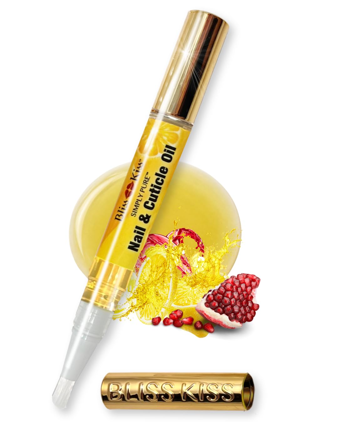 Bliss Kiss front packaging showing compact pen for convenient nail care