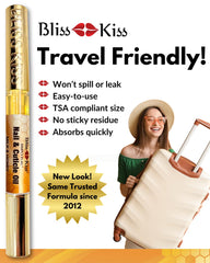 Bliss Kiss ingredient label highlighting jojoba and vitamin E benefits