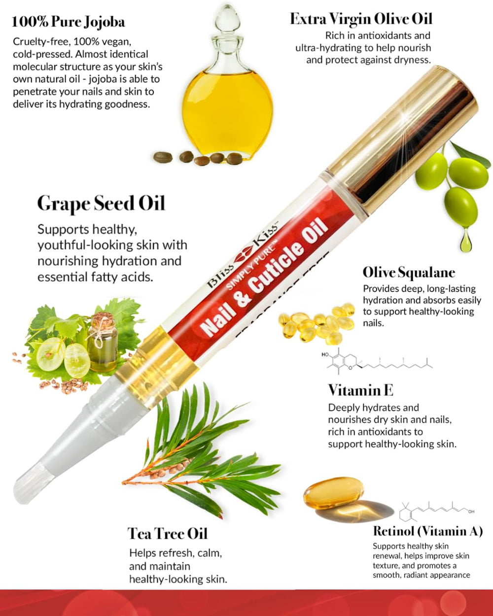Bliss Kiss label ingredient list displaying clean formula benefits