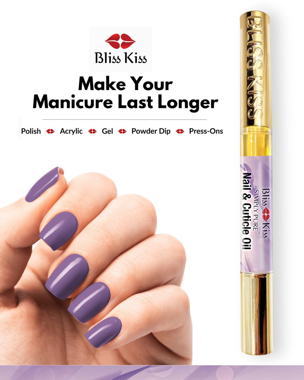 Bliss Kiss bottle styled with lavender and vanilla for calming scent appeal