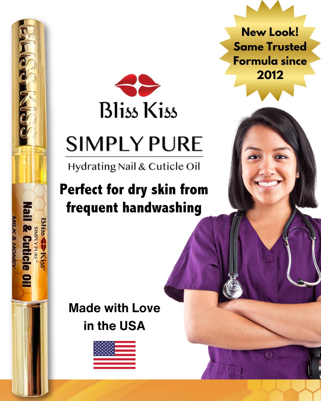 Bliss Kiss placed on office desk signaling convenient daily use