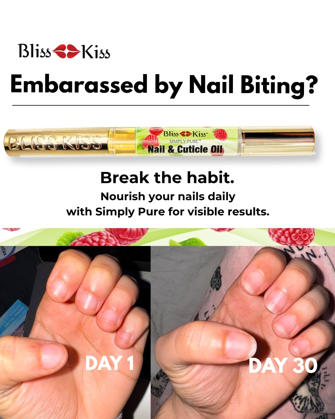 Bliss Kiss pen tucked in purse for on-the-go cuticle care benefit