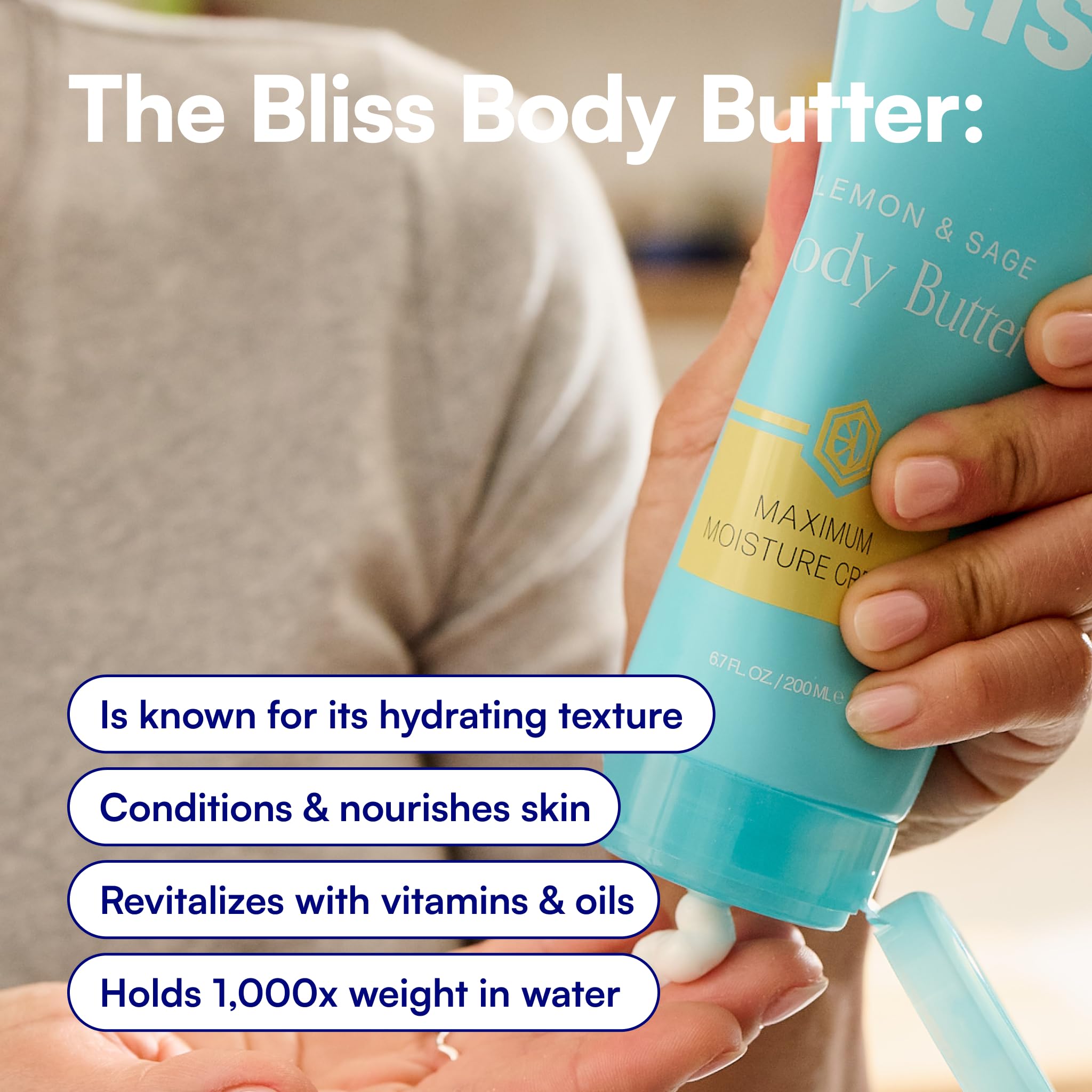 Applying Bliss on elbow area, reduces roughness and restores softness