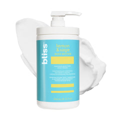 Bliss jar front view showing lemon and sage scent, promises deep hydration