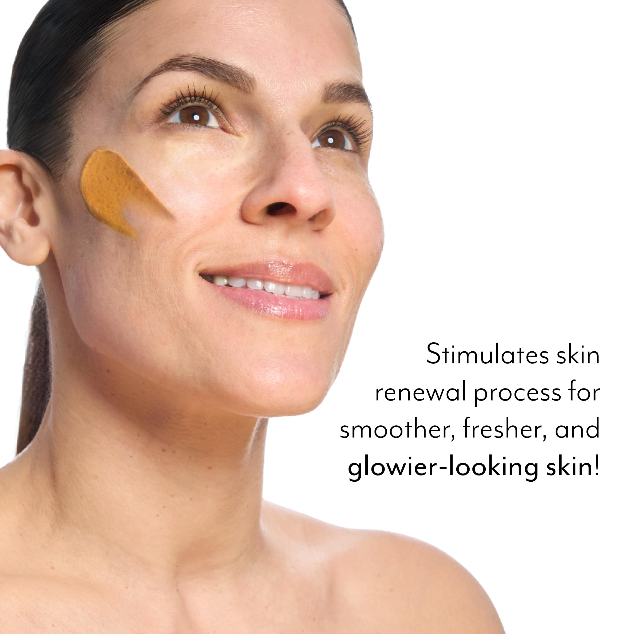 Bliss mask applied on cheek demonstrating gentle exfoliation benefits