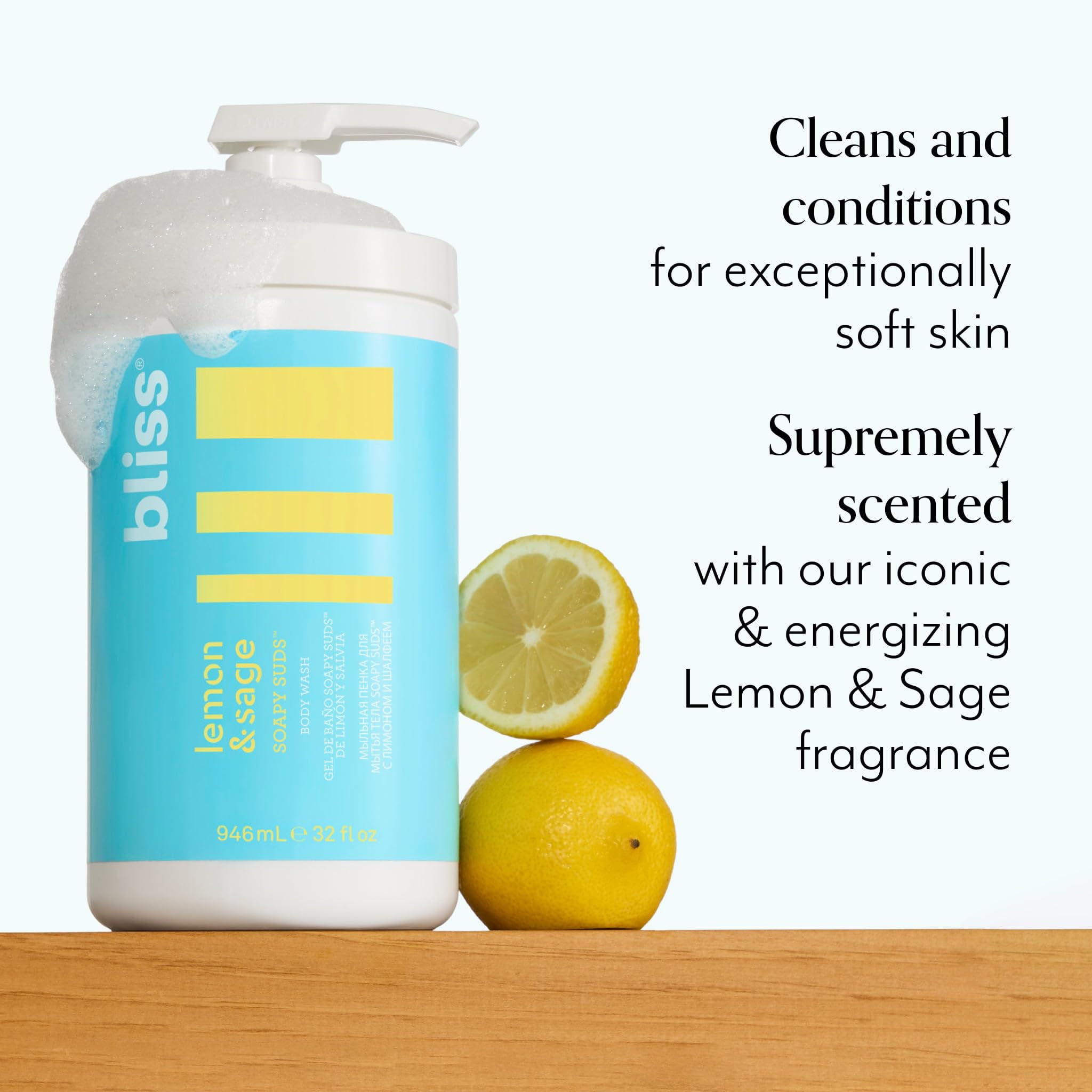 Bliss creamy lather texture on hand showing gentle cleansing benefit