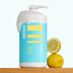 Bliss bottle beside a ruler showing 32 fl oz capacity and long-lasting benefit