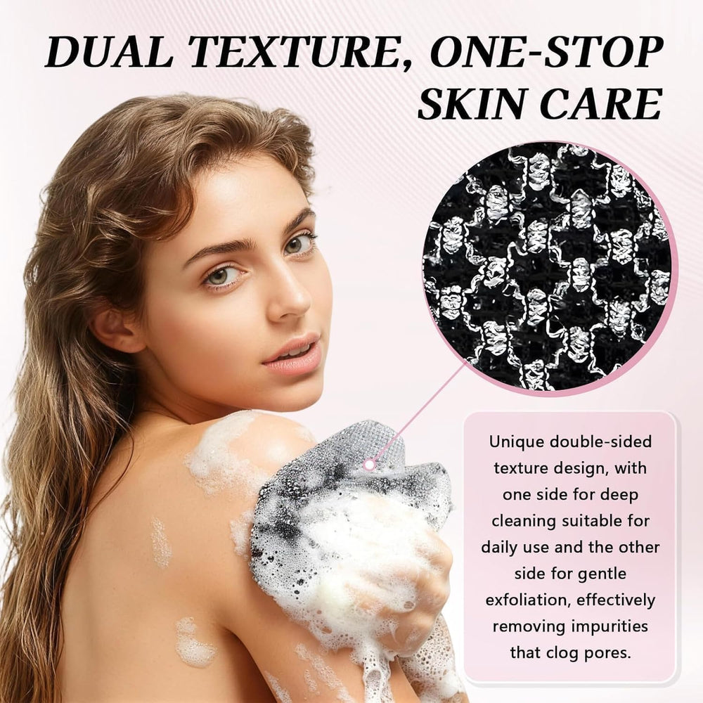 Blissal dual-texture sides displayed for gentle and firm exfoliation benefits