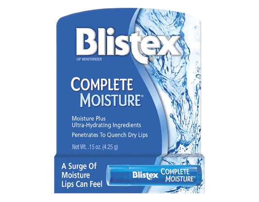 Blistex Complete Moisture tube close-up showing twist-up tip for precise application