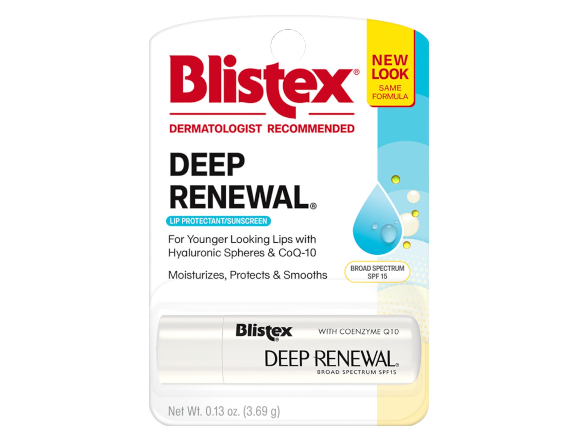 Blistex Deep Renewal open cap showing application tip for easy use