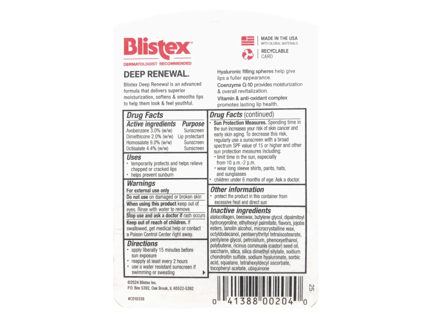 Blistex tube held in hand to show compact portable size benefit