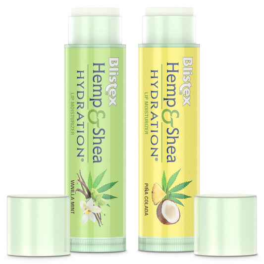 Blistex two balm tubes out of box indicating travel-ready lip care