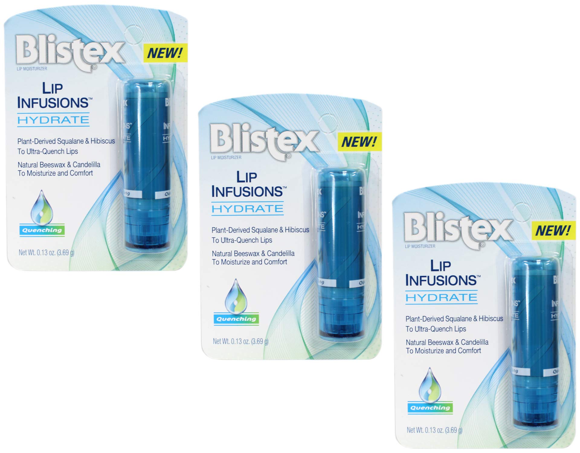 Blistex Lip Infusions front packaging showing three mini tubes for easy access