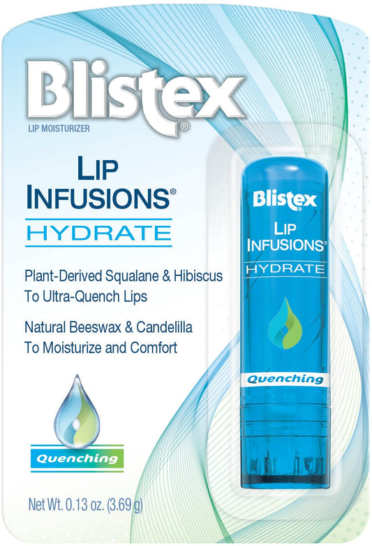 Blistex Lip Infusions Hydrate front tube showing packaging and branding benefits