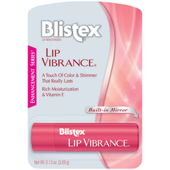 blistex Lip Vibrance tube close-up highlighting balm texture and shimmer