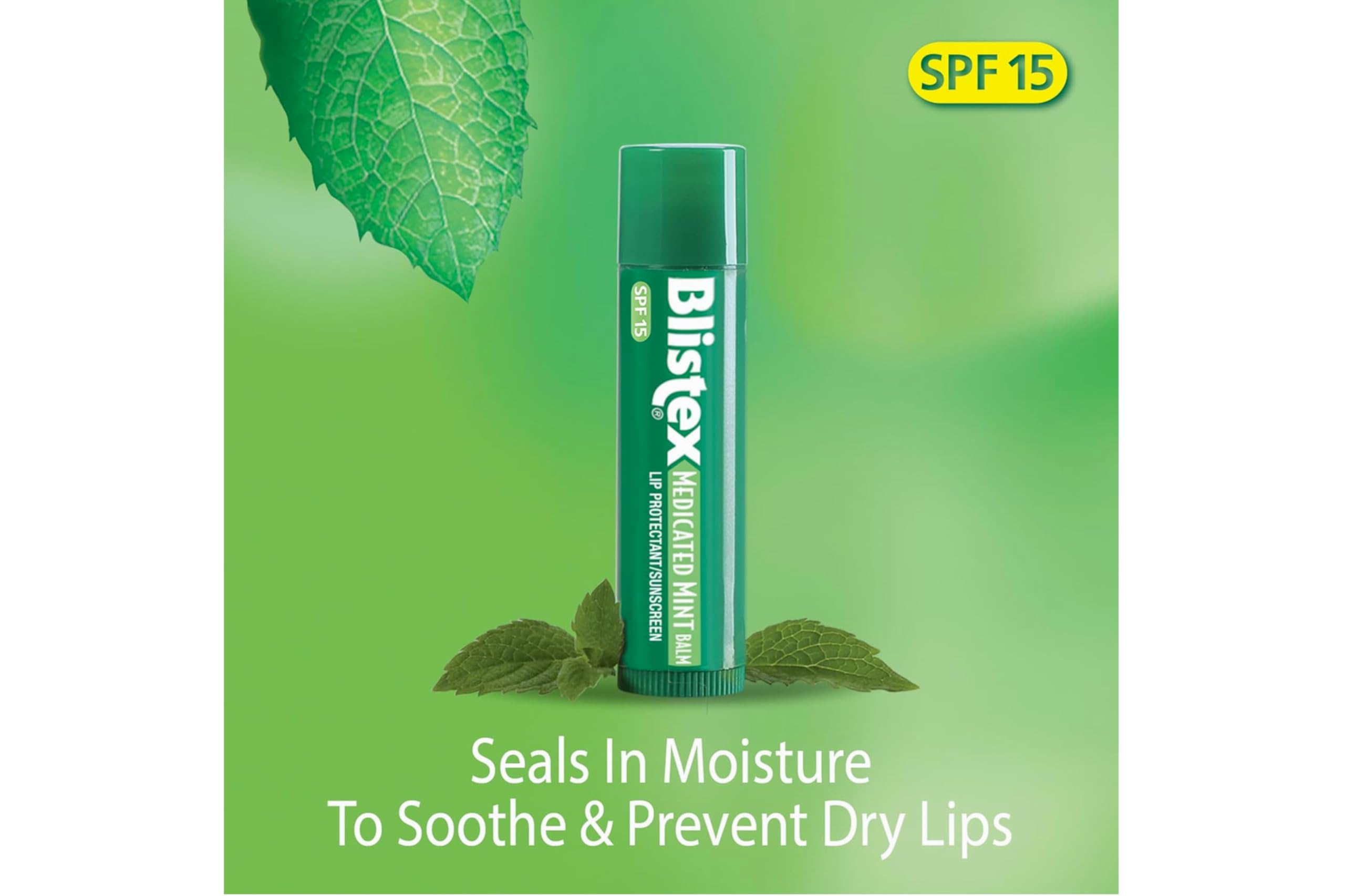 Blistex mint ingredient visual showing refreshing mint and calming sensation