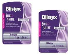 Blistex Silk & Shine front packaging showing two tubes and product benefits