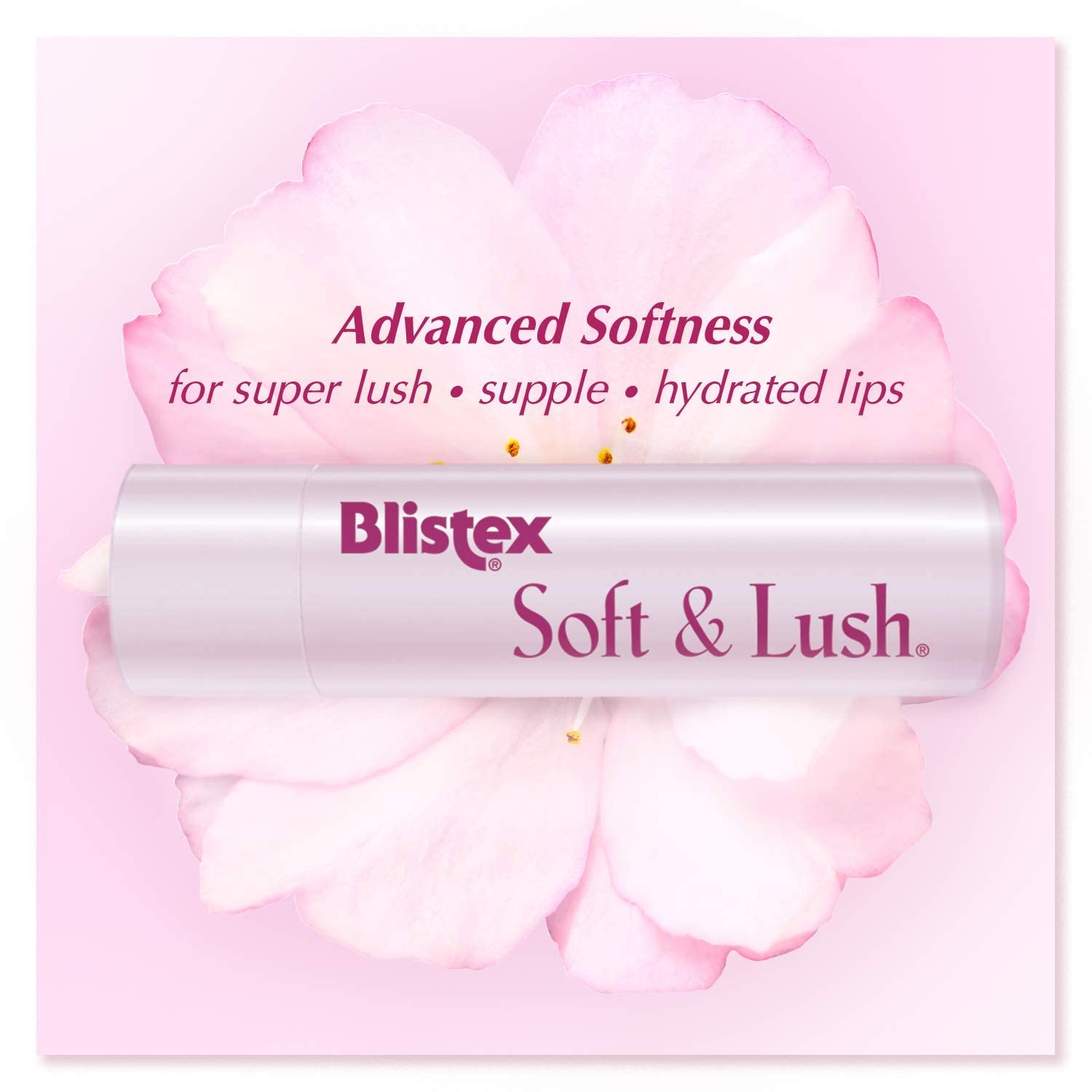 Blistex Soft & Lush applied to lips demonstrating immediate softness and smoother appearance
