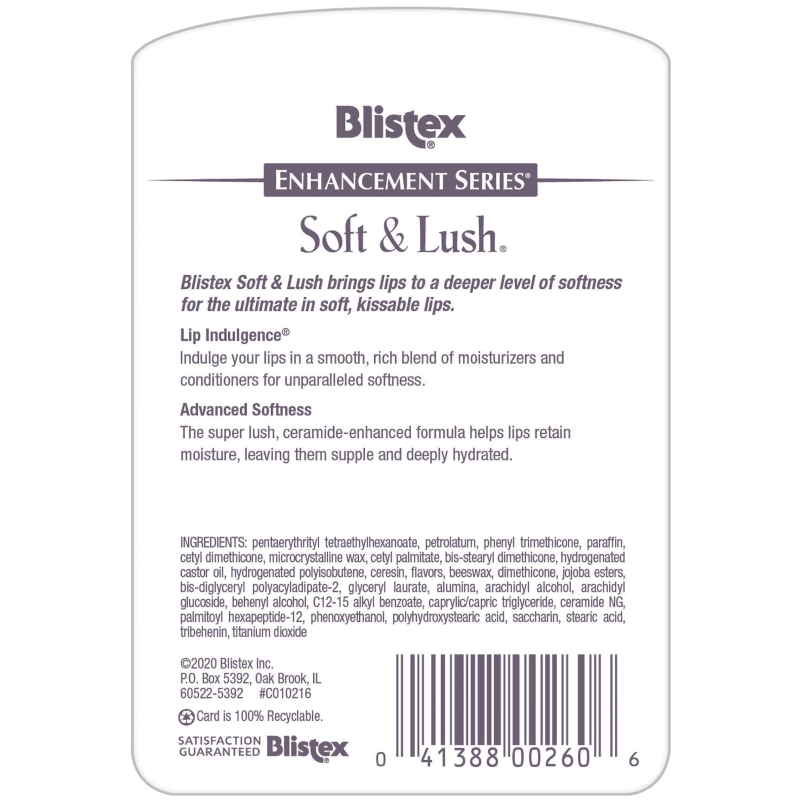 Blistex Soft & Lush placed by purse and bedside emphasizing everyday accessibility benefit