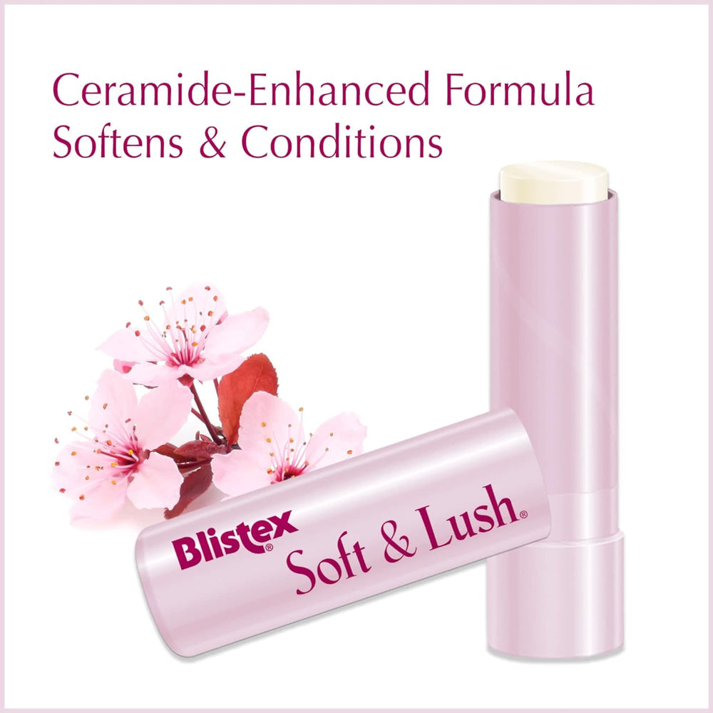 Blistex Soft & Lush twin pack in a casual lifestyle scene offering convenience on the go