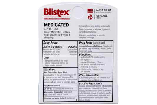 Blistex twist up stick extended to show product length and ease
