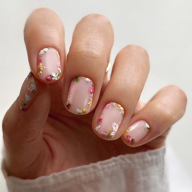 Bloazife close-up of glossy floral design highlighting detailed print and long-lasting shine