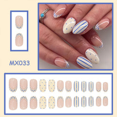 bloazife close-up glossy finish highlighting blue polka dot stripe detail