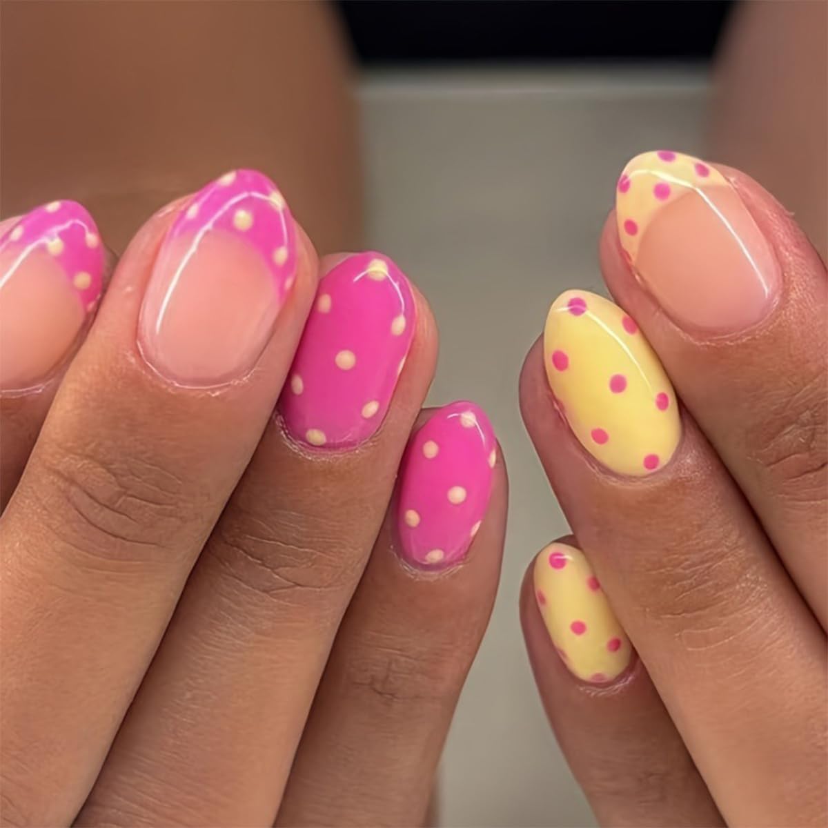 Bloazife front packaging showing 24 polka dot nails and accessories for instant style