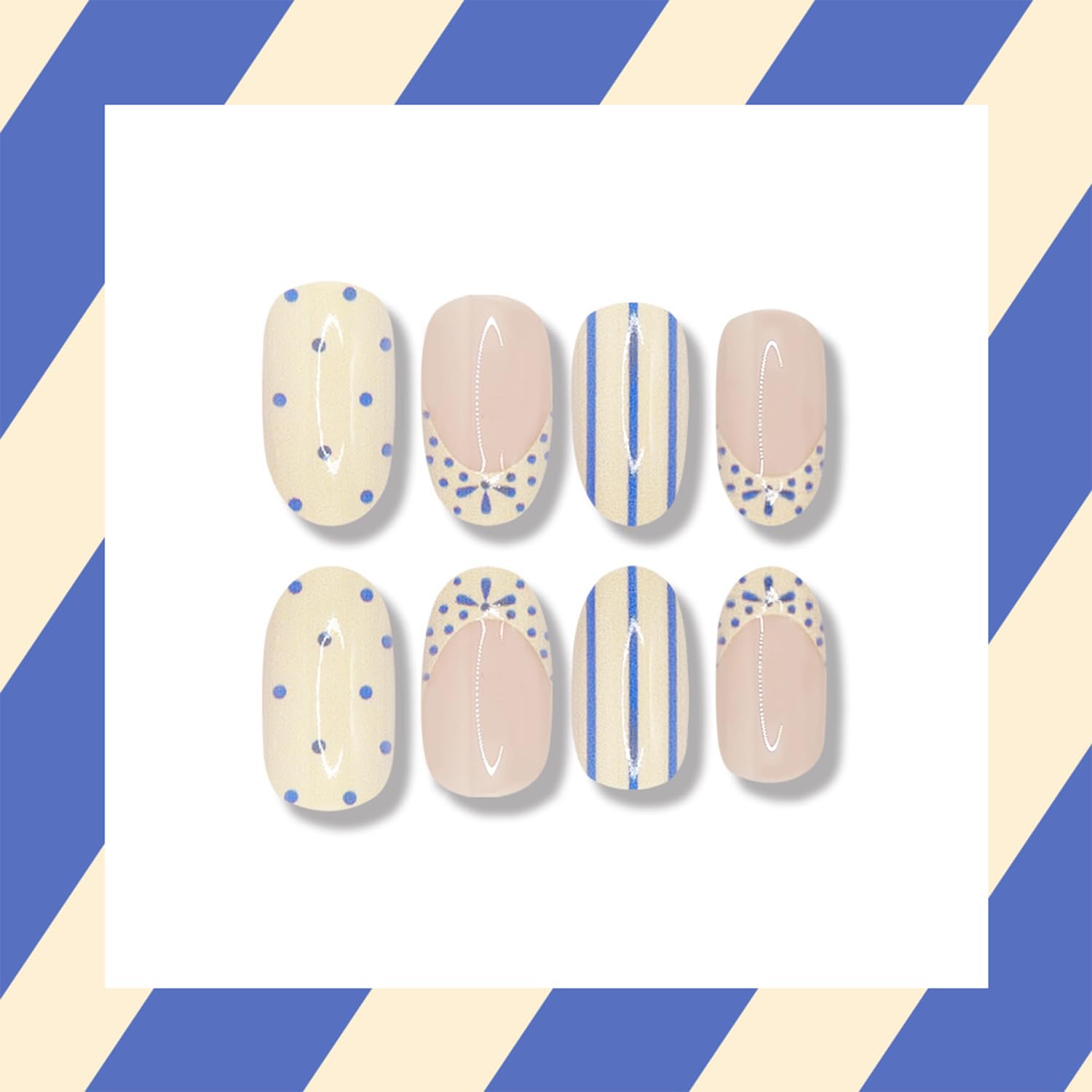 bloazife side angle displaying short almond shape and neat French tips