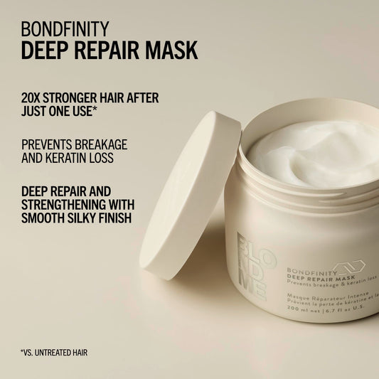 BlondMe cream texture close-up illustrating rich formula for deep nourishment