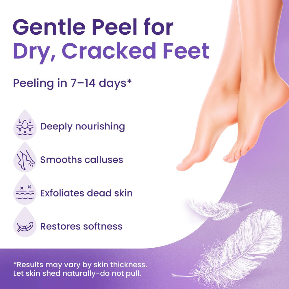 BLOOMORA bootie close-up filled with exfoliating solution for no-mess use
