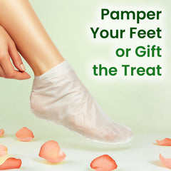 BLOOMORA booties being worn in a living room for mess-free 30-minute hydration and relaxation