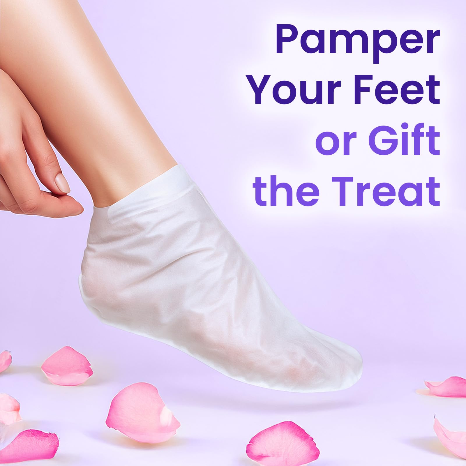 BLOOMORA feet wearing booties during treatment demonstrating easy, mess-free use