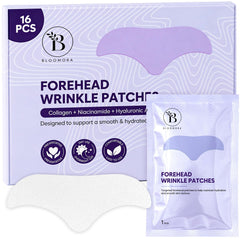 BLOOMORA front packaging showing product benefits and 16 patches