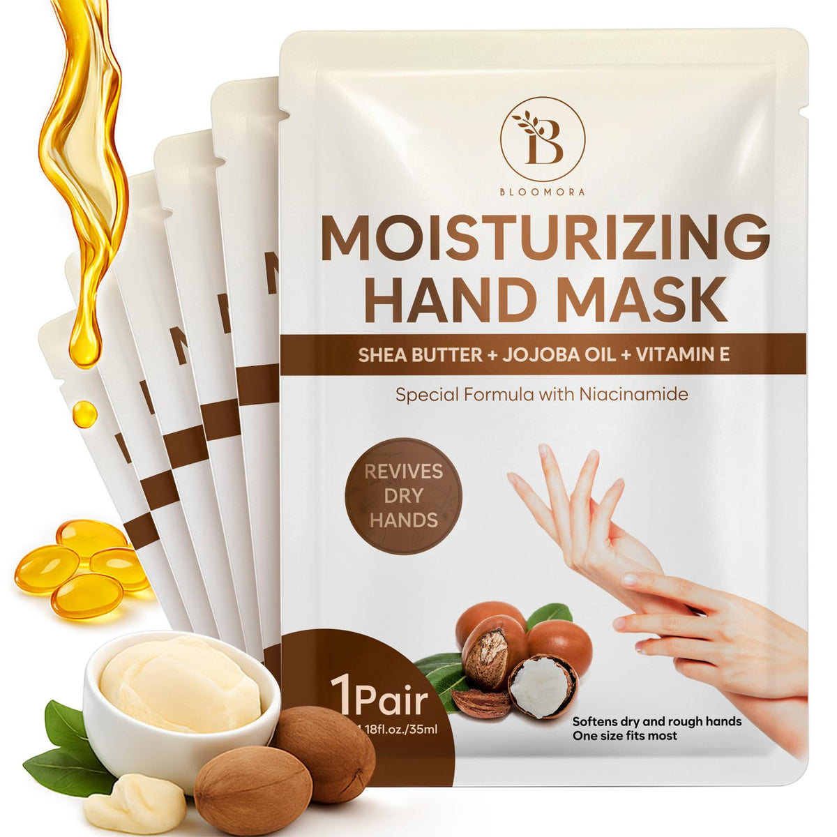 BLOOMORA front packaging view showing six pairs and product benefits