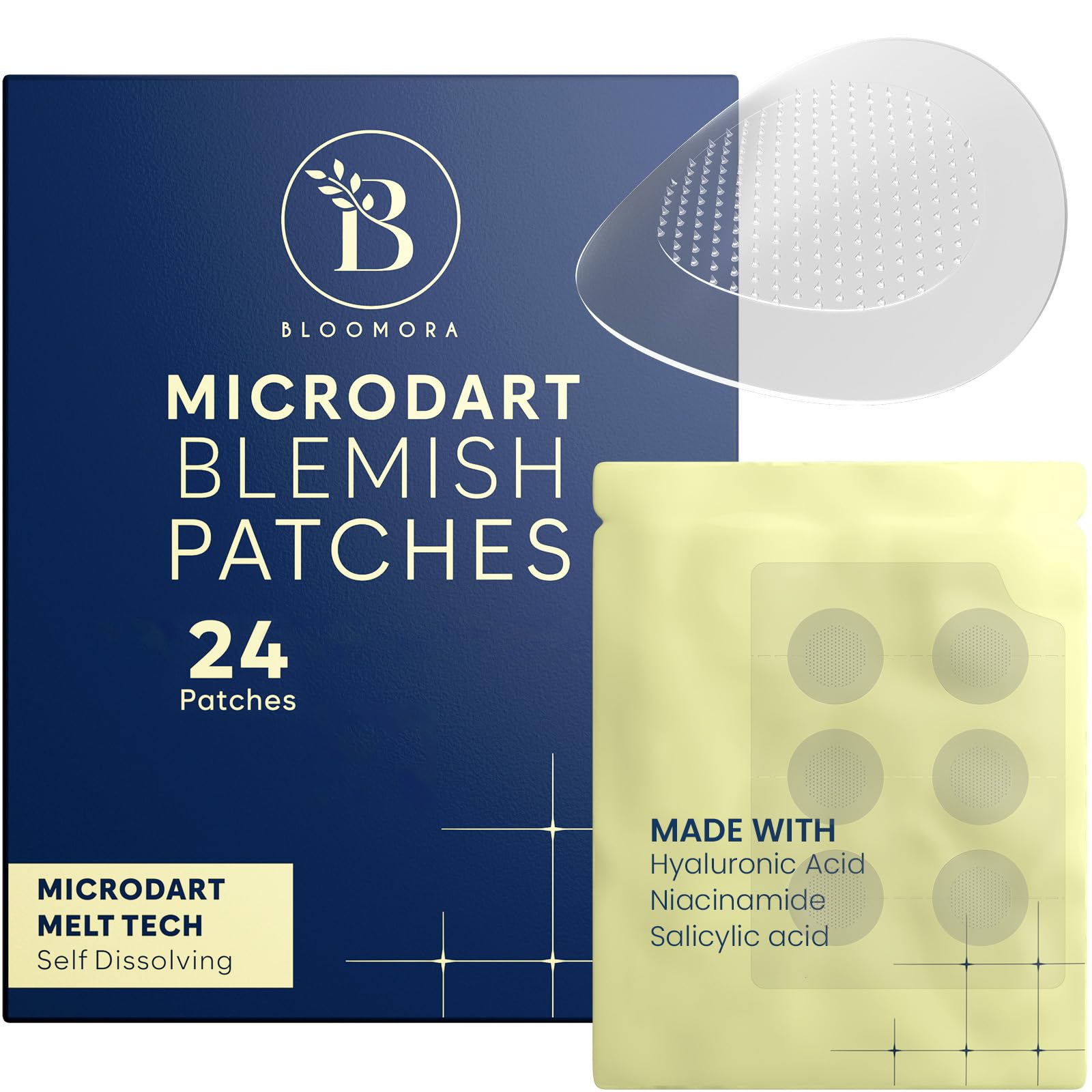 BLOOMORA front packaging showing box and 24 patches, clear branding and count