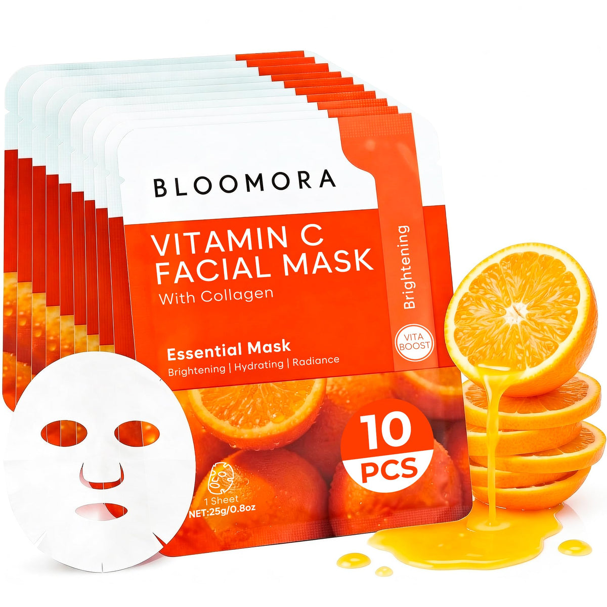BLOOMORA front packaging showing 10-pack for quick brightening