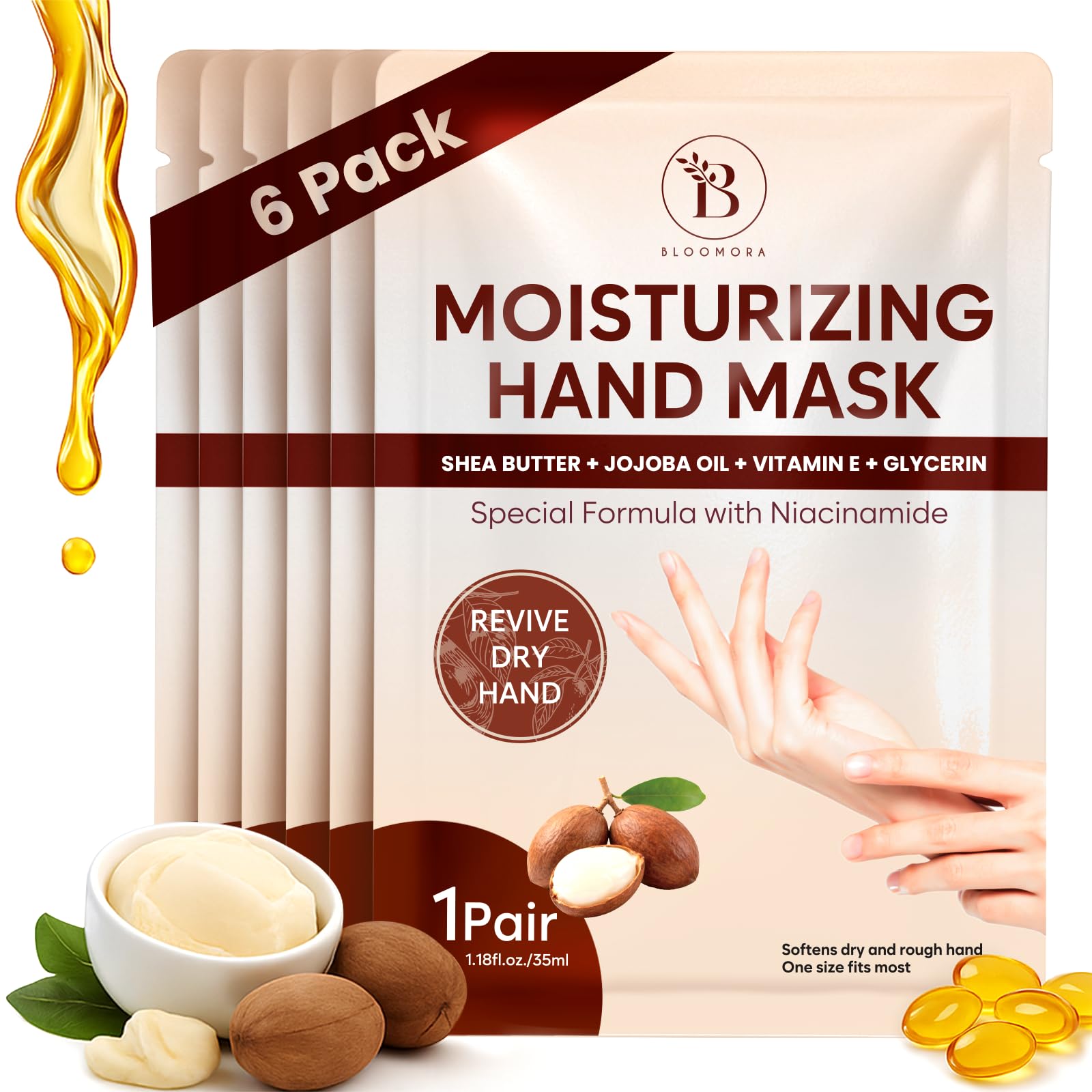 BLOOMORA front packaging showing six pairs and benefits